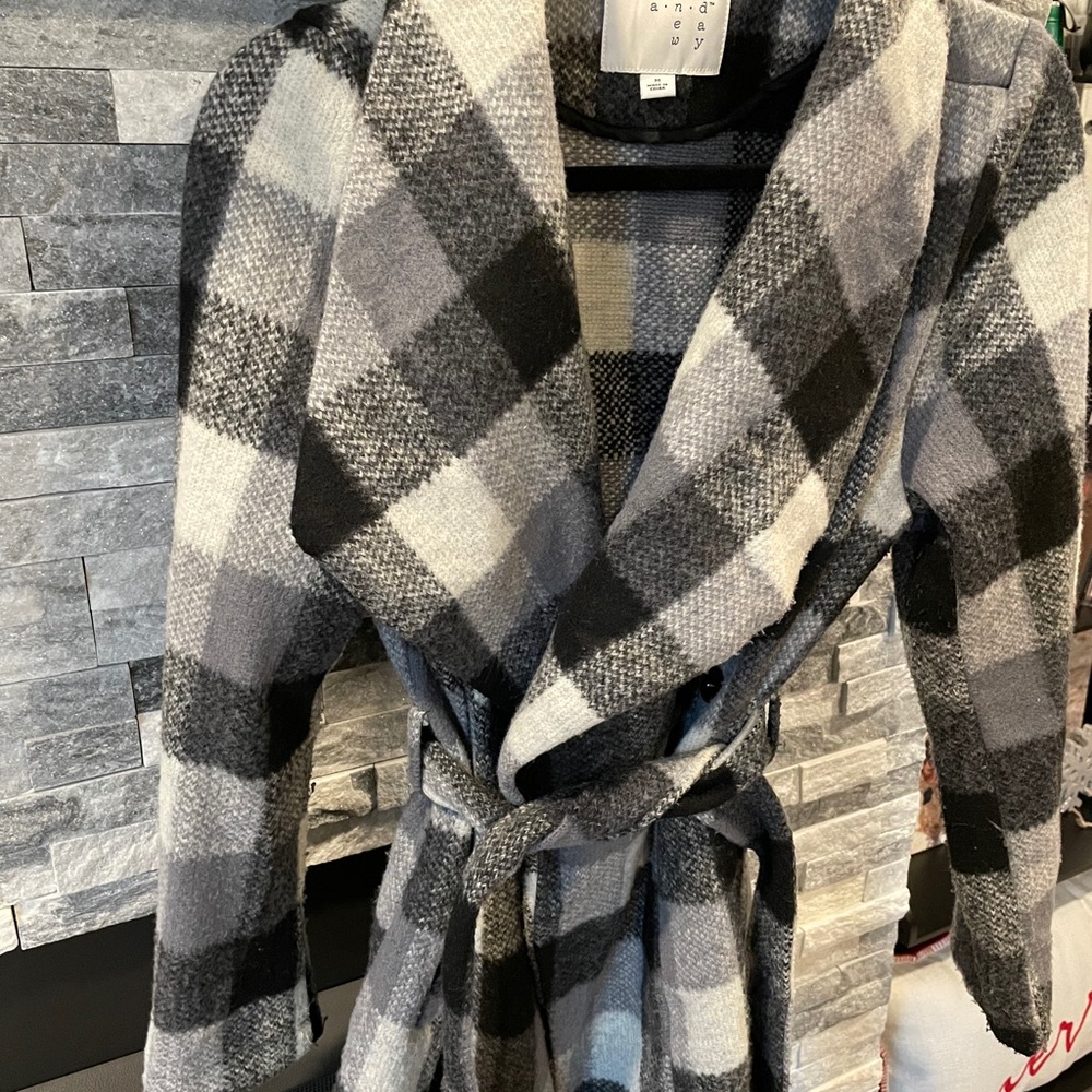 Black and White Plaid Coat
